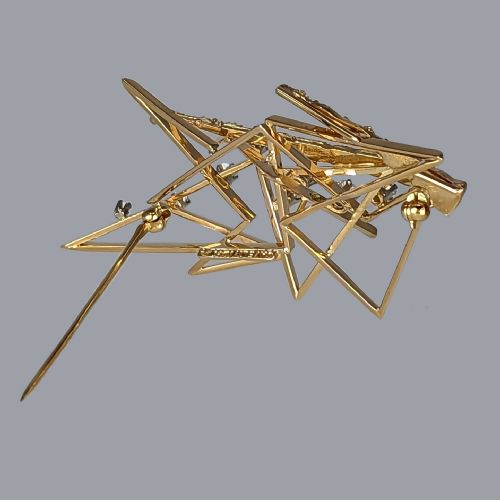 TONY CAVELTI DIAMOND BROOCH 18CT GOLD MODERNIST 1960S BROOCH 26 X 126 12 GRAMS - ADDITIONAL PHOTO 6