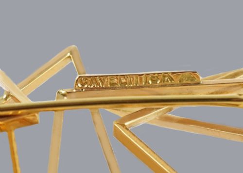 TONY CAVELTI DIAMOND BROOCH 18CT GOLD MODERNIST 1960S BROOCH 26 X 126 12 GRAMS - ADDITIONAL PHOTO 8