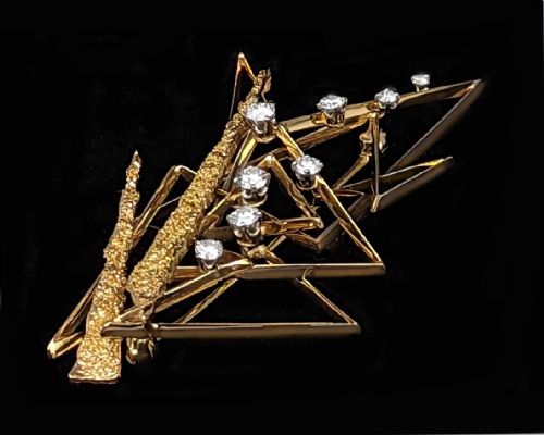 TONY CAVELTI DIAMOND BROOCH 18CT GOLD MODERNIST 1960S BROOCH 26 X 126 12 GRAMS - ADDITIONAL PHOTO 9
