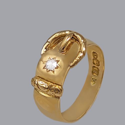 VICTORIAN DIAMOND BUCKLE RING 18CT GOLD CHESTER HALLMARKED ANTIQUE RING 55 GRAMS - ADDITIONAL PHOTO 1