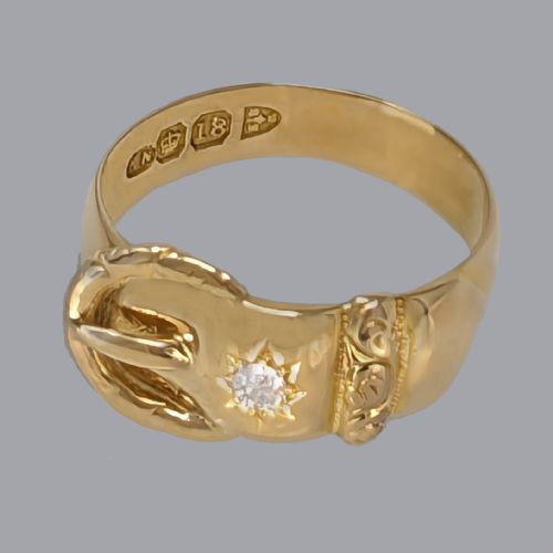 VICTORIAN DIAMOND BUCKLE RING 18CT GOLD CHESTER HALLMARKED ANTIQUE RING 55 GRAMS - ADDITIONAL PHOTO 4