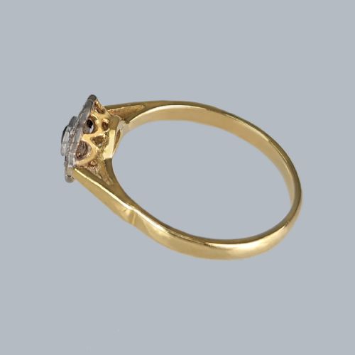 ANTIQUE SAPPHIRE DIAMOND DAISY RING 18CT GOLD PLAT EDWARDIAN FLOWER CLUSTER RING - ADDITIONAL PHOTO 7