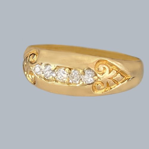 victorian diamond ring 18ct gold five stone diamond antique ring birmingham 1894 - CATEGORY: ANTIQUE JEWELLERY - DATED VICTORIAN