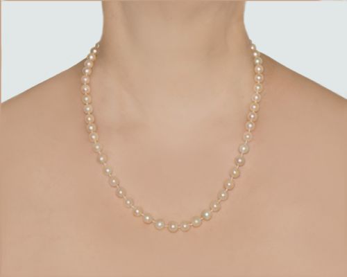 ANTIQUE PEARL NECKLACE WITH DIAMOND CLASP EDWARDIAN SINGLE STRAND PEARL NECKLACE - ADDITIONAL PHOTO 1
