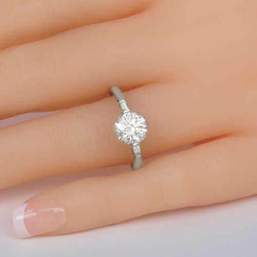 ART DECO SOLITAIRE 130CT DIAMOND RING WITH GEM LAB CERTIFICATE ANTIQUE PLATINUM SINGLE STONE ENGAGEMENT RING - ADDITIONAL PHOTO 1