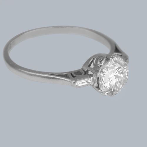 ART DECO SOLITAIRE 130CT DIAMOND RING WITH GEM LAB CERTIFICATE ANTIQUE PLATINUM SINGLE STONE ENGAGEMENT RING - ADDITIONAL PHOTO 5