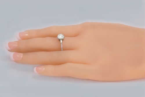 ART DECO SOLITAIRE 130CT DIAMOND RING WITH GEM LAB CERTIFICATE ANTIQUE PLATINUM SINGLE STONE ENGAGEMENT RING - ADDITIONAL PHOTO 8