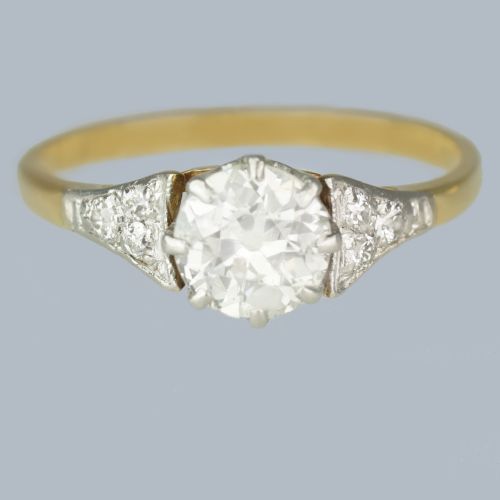 art deco solitaire ring 18ct gold platinum 1920s vintage diamond engagement ring - CATEGORY: ANTIQUE JEWELLERY - DATED 1920