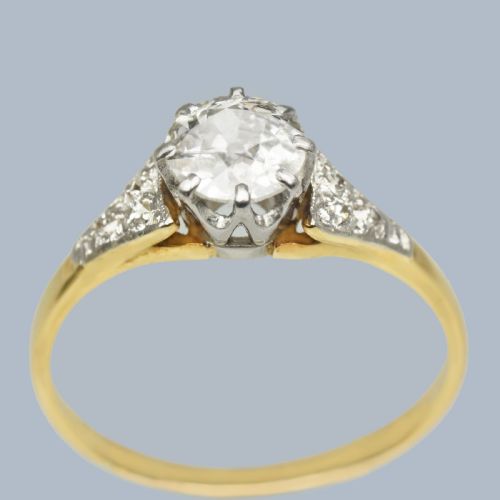 ART DECO SOLITAIRE RING 18CT GOLD PLATINUM 1920S VINTAGE DIAMOND ENGAGEMENT RING - ADDITIONAL PHOTO 3