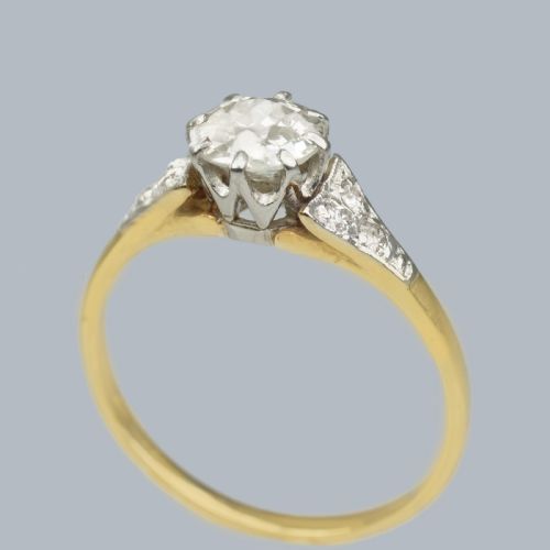 ART DECO SOLITAIRE RING 18CT GOLD PLATINUM 1920S VINTAGE DIAMOND ENGAGEMENT RING - ADDITIONAL PHOTO 4