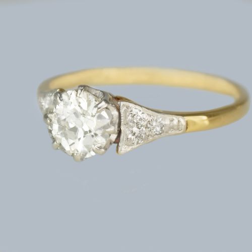 ART DECO SOLITAIRE RING 18CT GOLD PLATINUM 1920S VINTAGE DIAMOND ENGAGEMENT RING - ADDITIONAL PHOTO 5