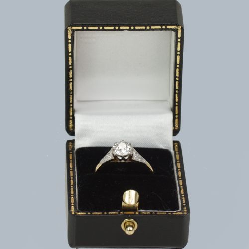 ART DECO SOLITAIRE RING 18CT GOLD PLATINUM 1920S VINTAGE DIAMOND ENGAGEMENT RING - ADDITIONAL PHOTO 6