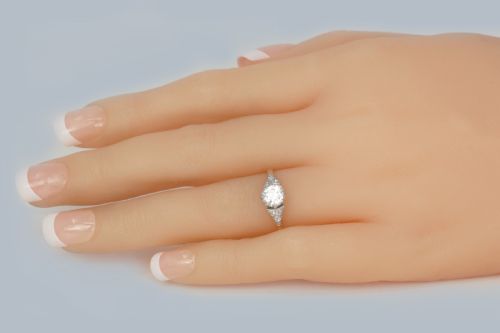ART DECO SOLITAIRE RING 18CT GOLD PLATINUM 1920S VINTAGE DIAMOND ENGAGEMENT RING - ADDITIONAL PHOTO 9