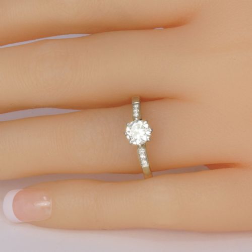 SOLITAIRE DIAMOND ENGAGEMENT RING 18CT YELLOW GOLD VINTAGE 1930S ART DECO RING - ADDITIONAL PHOTO 1