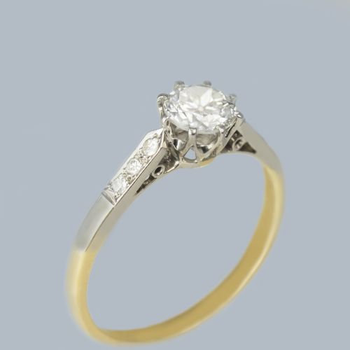SOLITAIRE DIAMOND ENGAGEMENT RING 18CT YELLOW GOLD VINTAGE 1930S ART DECO RING - ADDITIONAL PHOTO 2