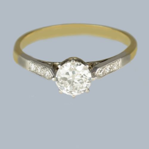 SOLITAIRE DIAMOND ENGAGEMENT RING 18CT YELLOW GOLD VINTAGE 1930S ART DECO RING - ADDITIONAL PHOTO 5