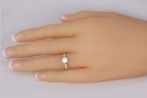 SOLITAIRE DIAMOND ENGAGEMENT RING 18CT YELLOW GOLD VINTAGE 1930S ART DECO RING - ADDITIONAL PHOTO 6