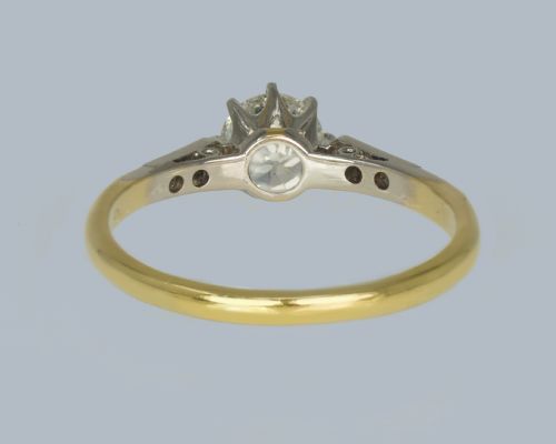 SOLITAIRE DIAMOND ENGAGEMENT RING 18CT YELLOW GOLD VINTAGE 1930S ART DECO RING - ADDITIONAL PHOTO 7