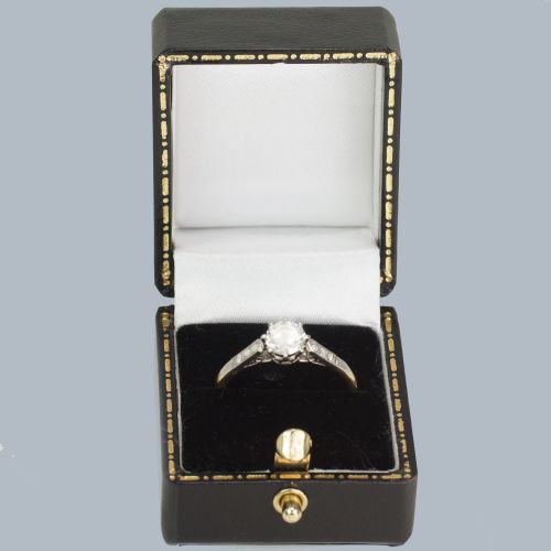 SOLITAIRE DIAMOND ENGAGEMENT RING 18CT YELLOW GOLD VINTAGE 1930S ART DECO RING - ADDITIONAL PHOTO 8