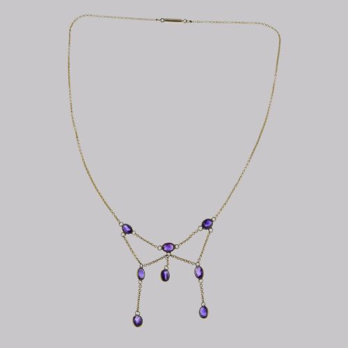 ANTIQUE AMETHYST FRINGE NECKLACE 9CT GOLD VINTAGE SWAG NECKLACE EDWARDIAN CIRCA 1910 - ADDITIONAL PHOTO 8