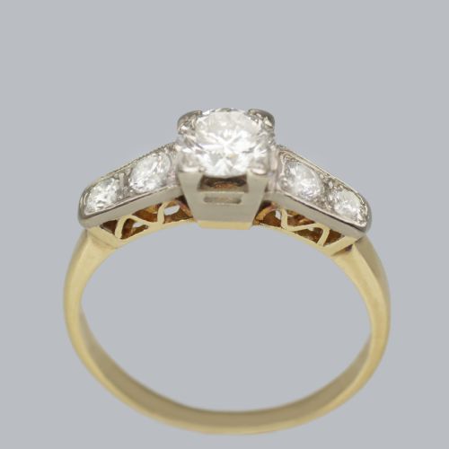 ART DECO DIAMOND RING 18CT GOLD VINTAGE1930S ENGAGEMENT RING TOTAL 10CT DIAMONDS - ADDITIONAL PHOTO 2