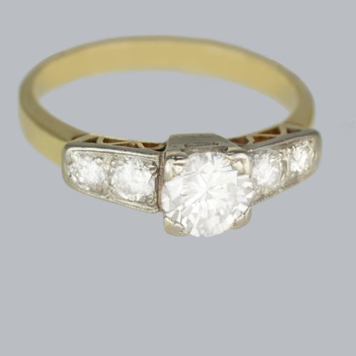 ART DECO DIAMOND RING 18CT GOLD VINTAGE1930S ENGAGEMENT RING TOTAL 10CT DIAMONDS - ADDITIONAL PHOTO 3