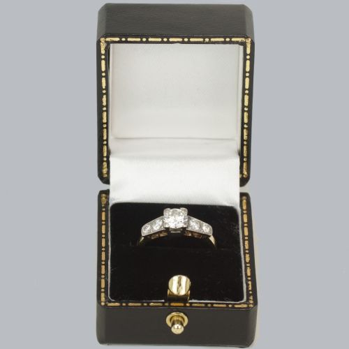 ART DECO DIAMOND RING 18CT GOLD VINTAGE1930S ENGAGEMENT RING TOTAL 10CT DIAMONDS - ADDITIONAL PHOTO 5