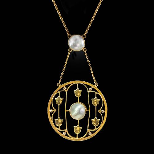 art deco pearl necklace 9ct gold edwardian blister pearl antique pendant circa 1910 - CATEGORY: ANTIQUE JEWELLERY - DATED EDWARDIAN