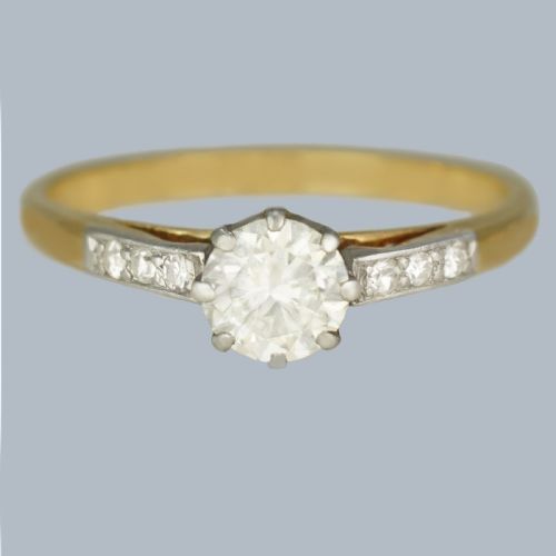 vintage solitaire engagement ring 18ct gold antique diamond ring total 075 carat - CATEGORY: ANTIQUE JEWELLERY - DATED 1930