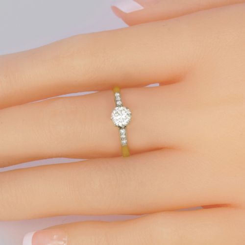 VINTAGE SOLITAIRE ENGAGEMENT RING 18CT GOLD ANTIQUE DIAMOND RING TOTAL 075 CARAT - ADDITIONAL PHOTO 1