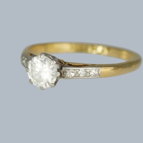 VINTAGE SOLITAIRE ENGAGEMENT RING 18CT GOLD ANTIQUE DIAMOND RING TOTAL 075 CARAT - ADDITIONAL PHOTO 2