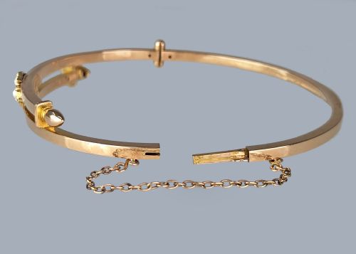 ANTIQUE 15CT GOLD PEARL CLOVER HINGED BANGLE VICTORIAN PEARL BRACELET CIRCA 1890 - ADDITIONAL PHOTO 10