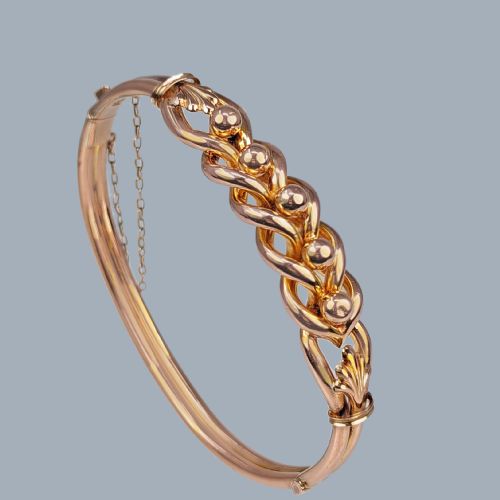 antique knot bangle 15ct rose gold bangle victorian woven bracelet circa 1890 - CATEGORY: ANTIQUE JEWELLERY - DATED VICTORIAN