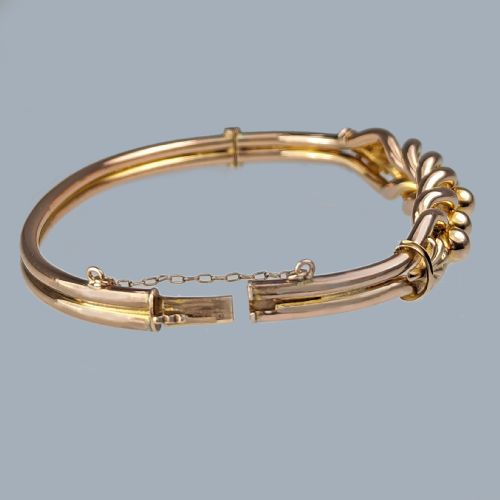 ANTIQUE KNOT BANGLE 15CT ROSE GOLD BANGLE VICTORIAN WOVEN BRACELET CIRCA 1890 - ADDITIONAL PHOTO 3