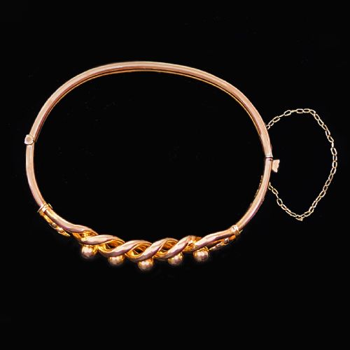 ANTIQUE KNOT BANGLE 15CT ROSE GOLD BANGLE VICTORIAN WOVEN BRACELET CIRCA 1890 - ADDITIONAL PHOTO 4