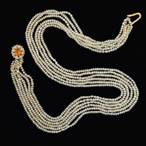 VINTAGE CROPP AND FARR MULTI STRAND SEED PEARL NECKLACE 9CT GOLD CITRINE CLASP 1960S - ADDITIONAL PHOTO 2