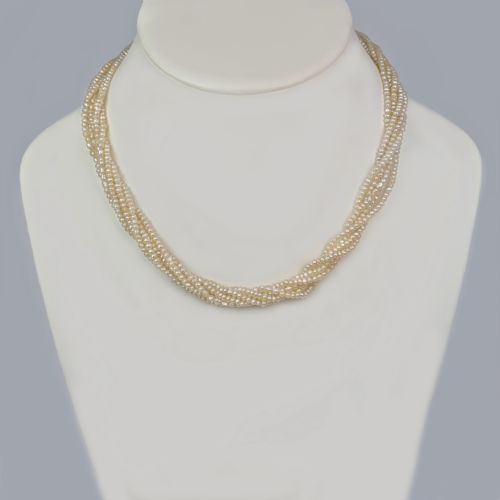 VINTAGE CROPP AND FARR MULTI STRAND SEED PEARL NECKLACE 9CT GOLD CITRINE CLASP 1960S - ADDITIONAL PHOTO 4