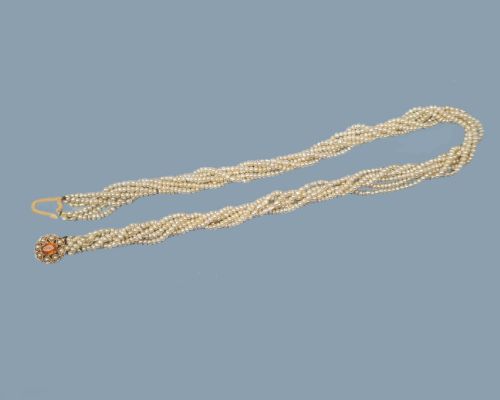VINTAGE CROPP AND FARR MULTI STRAND SEED PEARL NECKLACE 9CT GOLD CITRINE CLASP 1960S - ADDITIONAL PHOTO 6