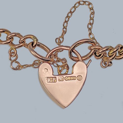 EDWARDIAN AMETHYST PEARL BRACELET HEART PADLOCK CLASP 9CT GOLD ANTIQUE LONDON 1907 - ADDITIONAL PHOTO 2