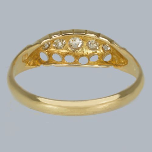 EDWARDIAN FIVESTONE DIAMOND RING 18CT GOLD HALLMARKED CHESTER 1907 ANTIQUE RING - ADDITIONAL PHOTO 5