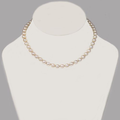 ANTIQUE PEARL NECKLACE WITH DIAMOND CLASP PLUS GEM LAB CERTIFICATE SINGLE STRAND - ADDITIONAL PHOTO 1