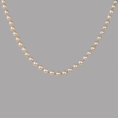 ANTIQUE PEARL NECKLACE WITH DIAMOND CLASP PLUS GEM LAB CERTIFICATE SINGLE STRAND - ADDITIONAL PHOTO 5