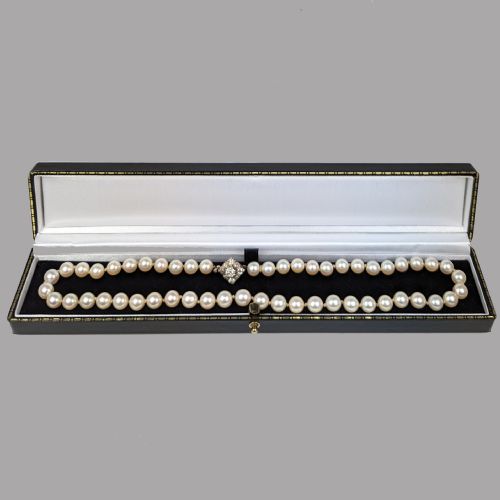 ANTIQUE PEARL NECKLACE WITH DIAMOND CLASP PLUS GEM LAB CERTIFICATE SINGLE STRAND - ADDITIONAL PHOTO 6