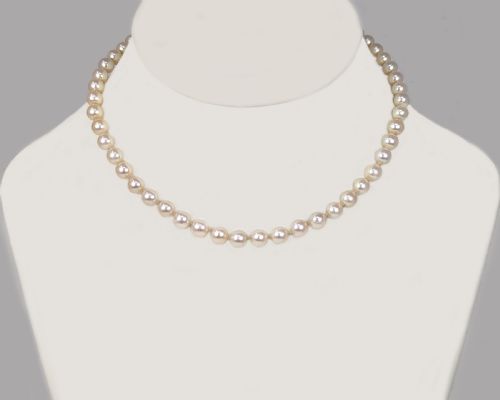 ANTIQUE PEARL NECKLACE WITH DIAMOND CLASP PLUS GEM LAB CERTIFICATE SINGLE STRAND - ADDITIONAL PHOTO 7