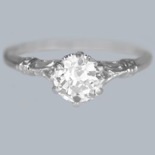edwardian solitaire ring 09ct old cut diamond platinum antique engagement ring - CATEGORY: ANTIQUE JEWELLERY - DATED EDWARDIAN
