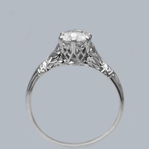 EDWARDIAN SOLITAIRE RING 09CT OLD CUT DIAMOND PLATINUM ANTIQUE ENGAGEMENT RING - ADDITIONAL PHOTO 1