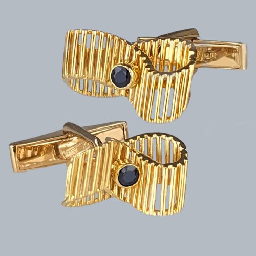 KUTCHINSKY CUFFLINKS VINTAGE SAPPHIRE CUFFLINKS 1960S LONDON 18CT GOLD HALLMARKS - ADDITIONAL PHOTO 24