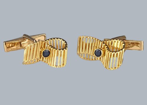 KUTCHINSKY CUFFLINKS VINTAGE SAPPHIRE CUFFLINKS 1960S LONDON 18CT GOLD HALLMARKS - ADDITIONAL PHOTO 25