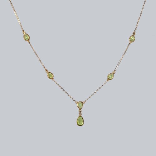 vintage peridot necklace 9ct gold italian necklace circa 1960s edwardian style - CATEGORY: ANTIQUE JEWELLERY - DATED 1960