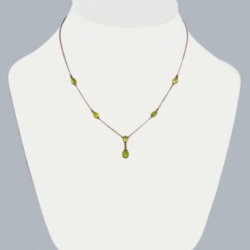VINTAGE PERIDOT NECKLACE 9CT GOLD ITALIAN NECKLACE CIRCA 1960S EDWARDIAN STYLE - ADDITIONAL PHOTO 1